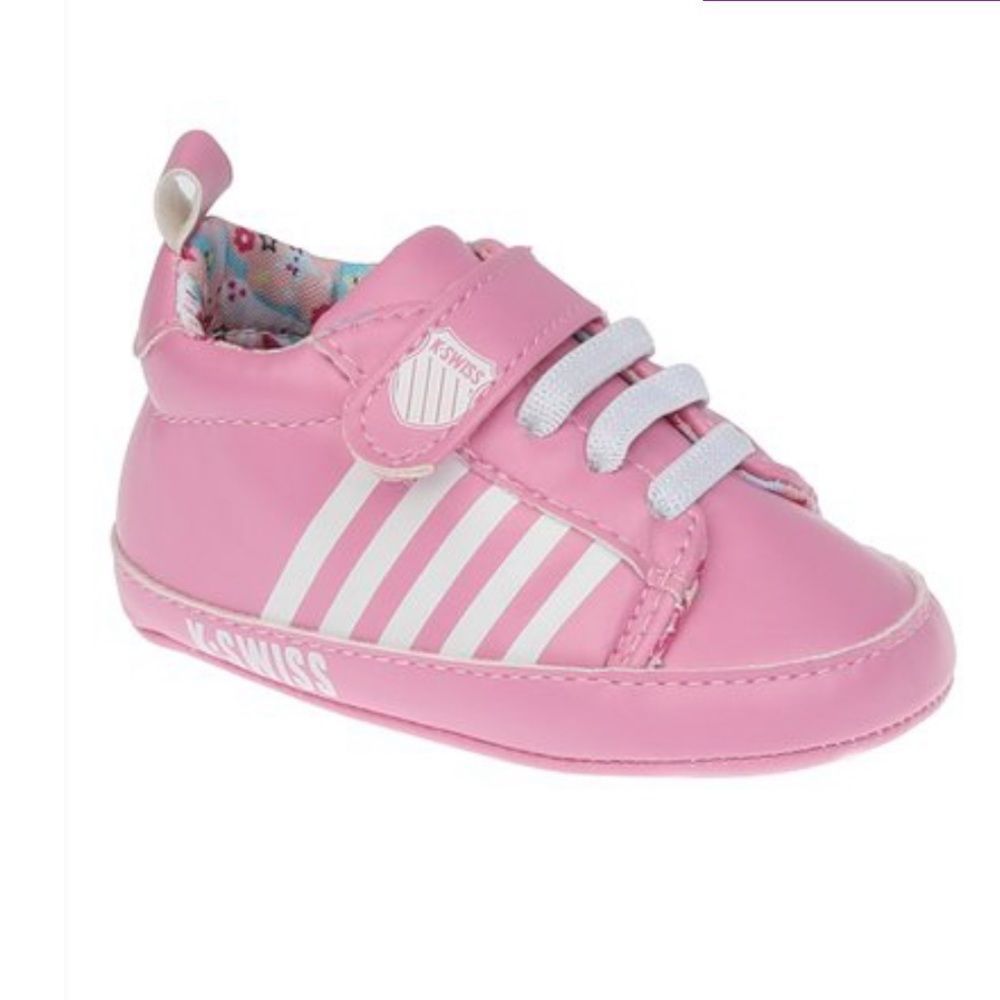 K-Swiss Pink and White Striped Sneaker Baby Girls size 2 NWT 3-6 Month Soft Sole